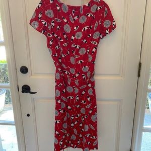 Talbots belted print dress